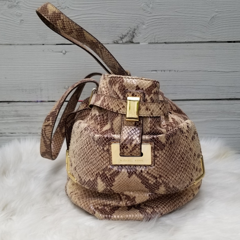 NWT Michael Kors Beverly Large Python Satchel - Picture 2 of 15